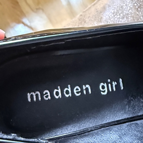 Madden Girl Shiny Black Chunky Loafers - Picture 2 of 6